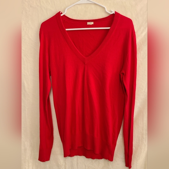 J. Crew Sweaters J Crew Womens Red V Neck Sweater Size M Poshmark
